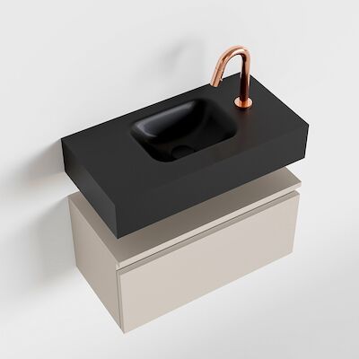 MONDIAZ ANDOR 60cm toiletmeubel linen. LEX 60cm wastafel urban midden 1 kraangat