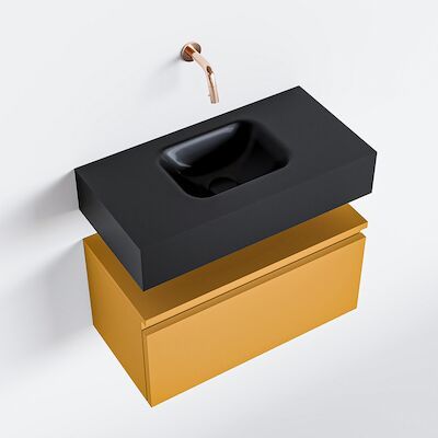 MONDIAZ ANDOR 60cm toiletmeubel ocher. LEX 60cm wastafel urban midden geen kraangat
