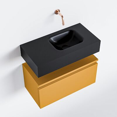 MONDIAZ ANDOR 60cm toiletmeubel ocher. LEX 60cm wastafel urban rechts geen kraangat