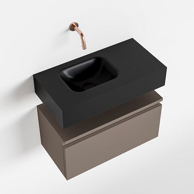 MONDIAZ ANDOR 60cm toiletmeubel smoke. LEX 60cm wastafel urban links geen kraangat