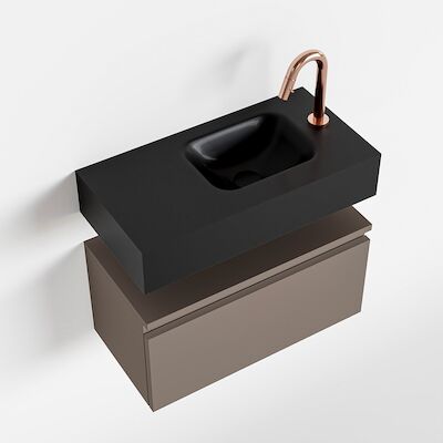 MONDIAZ ANDOR 60cm toiletmeubel smoke. LEX 60cm wastafel urban rechts 1 kraangat