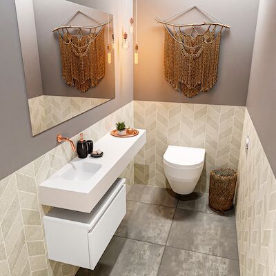 MONDIAZ ANDOR 60cm toiletmeubel talc. LEX 120cm wastafel talc links geen kraangat