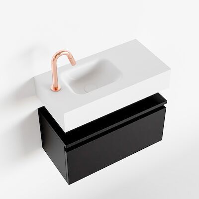MONDIAZ ANDOR 60cm toiletmeubel urban. LEX 60cm wastafel talc links 1 kraangat