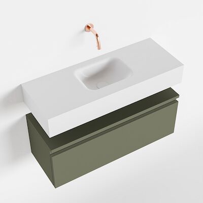 MONDIAZ ANDOR 80cm toiletmeubel army. LEX 80cm wastafel talc midden geen kraangat