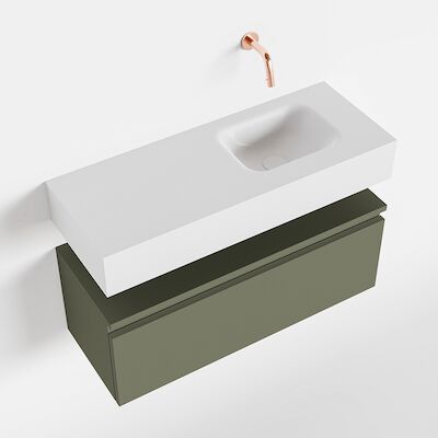MONDIAZ ANDOR 80cm toiletmeubel army. LEX 80cm wastafel talc rechts geen kraangat