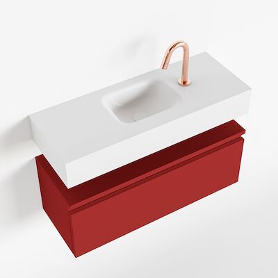 MONDIAZ ANDOR 80cm toiletmeubel fire. LEX 80cm wastafel talc midden 1 kraangat