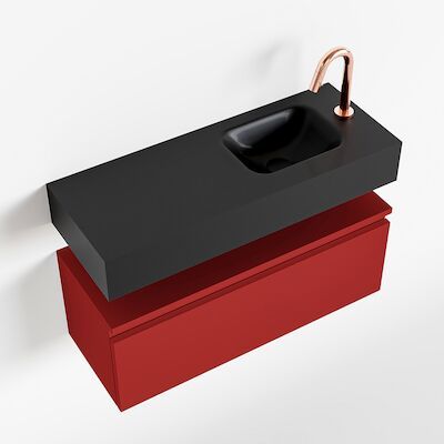 MONDIAZ ANDOR 80cm toiletmeubel fire. LEX 80cm wastafel urban rechts 1 kraangat