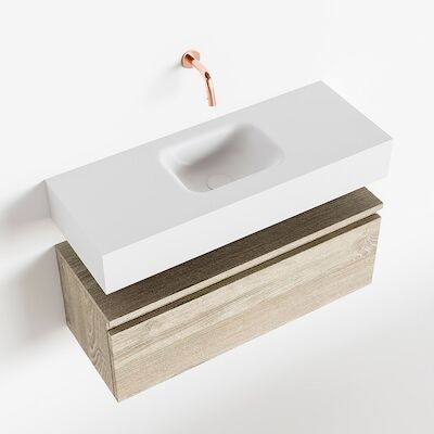 MONDIAZ ANDOR 80cm toiletmeubel light brown grey. LEX 80cm wastafel talc midden geen kraangat