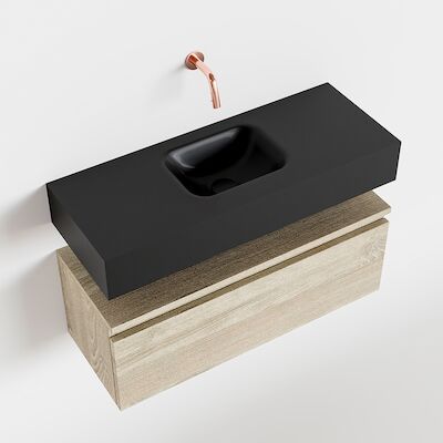 MONDIAZ ANDOR 80cm toiletmeubel light brown grey. LEX 80cm wastafel urban midden geen kraangat