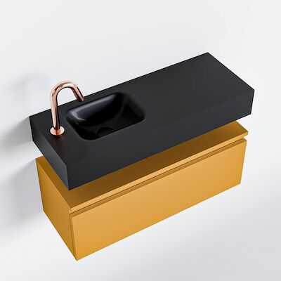 MONDIAZ ANDOR 80cm toiletmeubel ocher. LEX 80cm wastafel urban links 1 kraangat