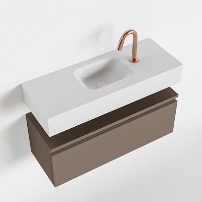 MONDIAZ ANDOR 80cm toiletmeubel smoke. LEX 80cm wastafel talc midden 1 kraangat