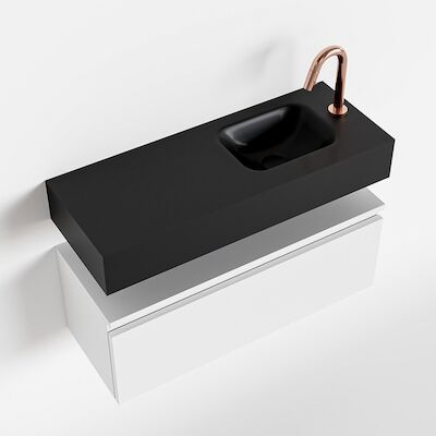 MONDIAZ ANDOR 80cm toiletmeubel talc. LEX 80cm wastafel urban rechts 1 kraangat