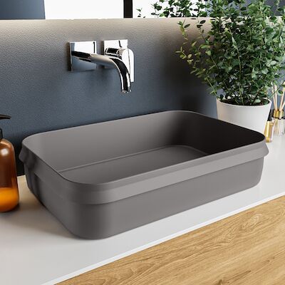 MONDIAZ ARVO Waskom solid surface 55cm kleur DarkGrey / DarkGrey