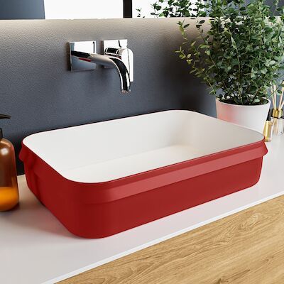 MONDIAZ ARVO Waskom solid surface 55cm kleur Fire / Talc