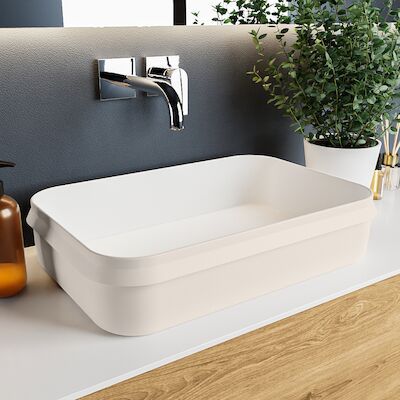 MONDIAZ ARVO Waskom solid surface 55cm kleur Linen / Talc