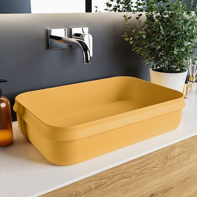 MONDIAZ ARVO Waskom solid surface 55cm kleur Ocher / Ocher