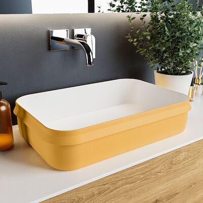 MONDIAZ ARVO Waskom solid surface 55cm kleur Ocher / Talc