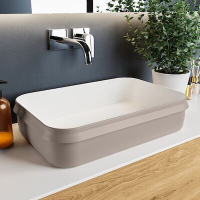 MONDIAZ ARVO Waskom solid surface 55cm kleur Smoke / Talc