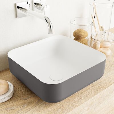 MONDIAZ BINX Waskom solid surface 36cm kleur DarkGrey / Talc