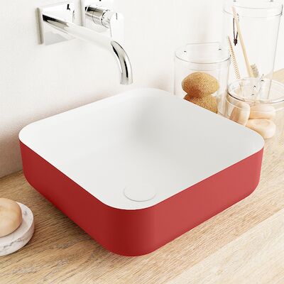 MONDIAZ BINX Waskom solid surface 36cm kleur Fire / Talc
