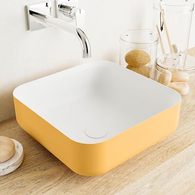 MONDIAZ BINX Waskom solid surface 36cm kleur Ocher / Talc
