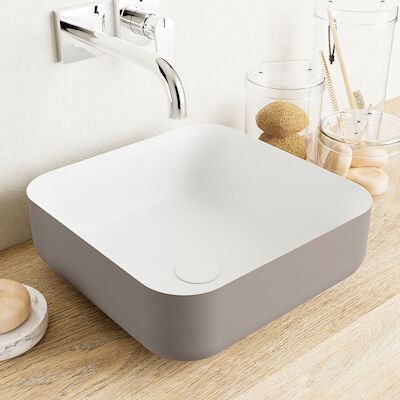 MONDIAZ BINX Waskom solid surface 36cm kleur Smoke / Talc