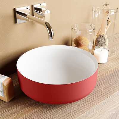 MONDIAZ COSS Waskom solid surface 36cm kleur Fire / Talc