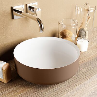 MONDIAZ COSS Waskom solid surface 36cm kleur Rust / Talc