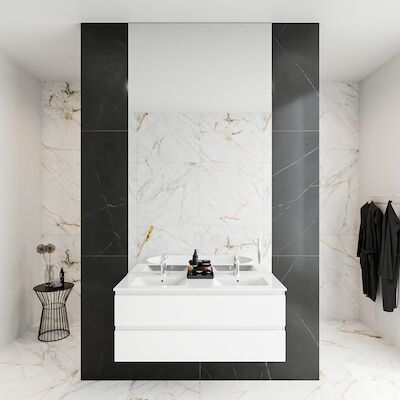 MONDIAZ DENTA 120 badmeubel talc 2 lades wastafel dubbel 2 kraangaten