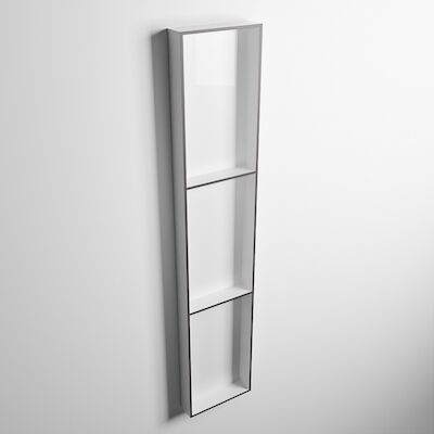 MONDIAZ EASY Nis 149,5×29,5cm in solid surface kleur DarkGrey | Talc. 3 vakken geschikt voor in- of opbouw