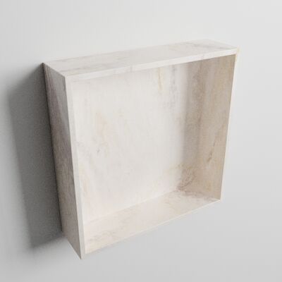 MONDIAZ EASY Nis 29,5×29,5cm in solid surface kleur Ostra. 1 vak geschikt voor in- of opbouw