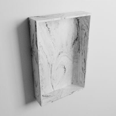 MONDIAZ EASY Nis 44,5×29,5cm in solid surface kleur Glace. 1 vak geschikt voor in- of opbouw