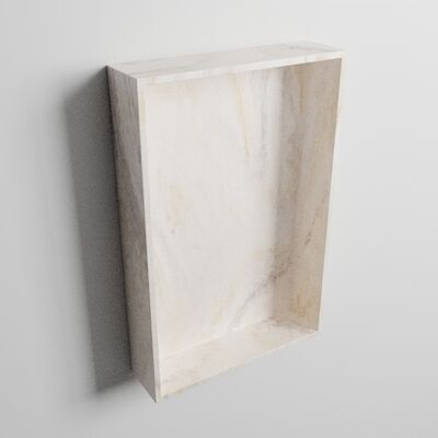 MONDIAZ EASY Nis 44,5×29,5cm in solid surface kleur Ostra. 1 vak geschikt voor in- of opbouw