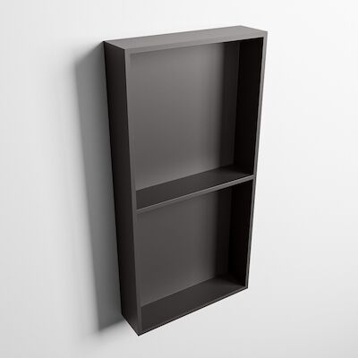 MONDIAZ EASY Nis 59,5×29,5cm in solid surface kleur DarkGrey | DarkGrey. 2 vakken geschikt voor in- of opbouw