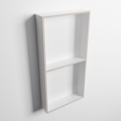 MONDIAZ EASY Nis 59,5×29,5cm in solid surface kleur Linen | Talc. 2 vakken geschikt voor in- of opbouw