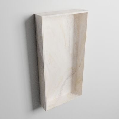 MONDIAZ EASY Nis 59,5×29,5cm in solid surface kleur Ostra. 1 vak geschikt voor in- of opbouw