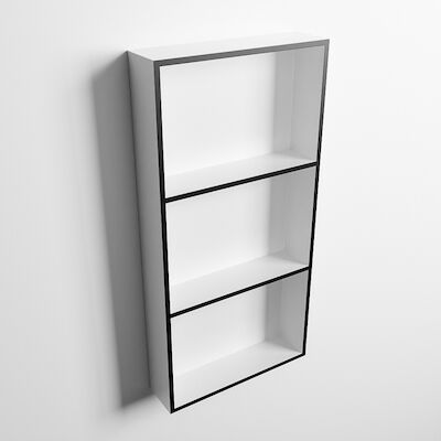 MONDIAZ EASY Nis 59,5×29,5cm in solid surface kleur Urban | Talc. 3 vakken geschikt voor in- of opbouw