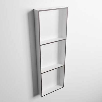 MONDIAZ EASY Nis 89,5×29,5cm in solid surface kleur DarkGrey | Talc. 3 vakken geschikt voor in- of opbouw