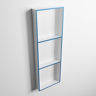 MONDIAZ EASY Nis 89,5×29,5cm in solid surface kleur Jeans | Talc. 3 vakken geschikt voor in- of opbouw