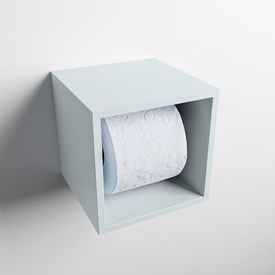 MONDIAZ Easy Toiletrolhouder CUBE 160 solid surface 16x16cm kleur Clay. Geschikt voor op en inbouw.