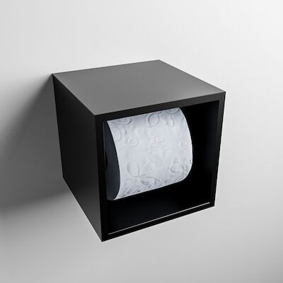 MONDIAZ Easy Toiletrolhouder CUBE 160 solid surface 16x16cm kleur Urban. Geschikt voor op en inbouw.