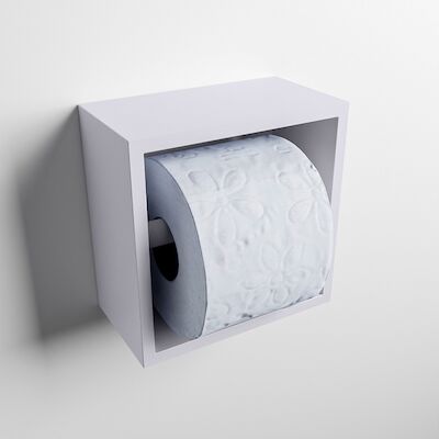 MONDIAZ Easy Toiletrolhouder CUBE 160 solid surface 16×8,6cm kleur Cale. Geschikt voor op en inbouw.