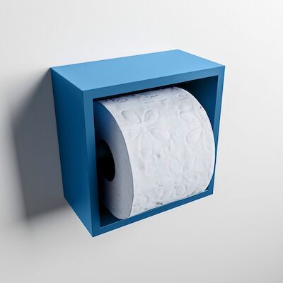 MONDIAZ Easy Toiletrolhouder CUBE 160 solid surface 16×8,6cm kleur Jeans. Geschikt voor op en inbouw.