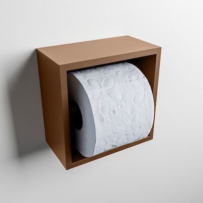 MONDIAZ Easy Toiletrolhouder CUBE 160 solid surface 16×8,6cm kleur Rust. Geschikt voor op en inbouw.
