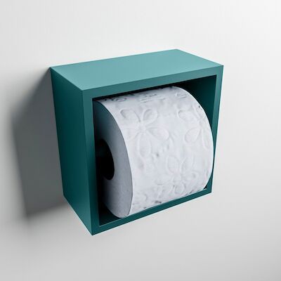MONDIAZ Easy Toiletrolhouder CUBE 160 solid surface 16×8,6cm kleur Smag. Geschikt voor op en inbouw.