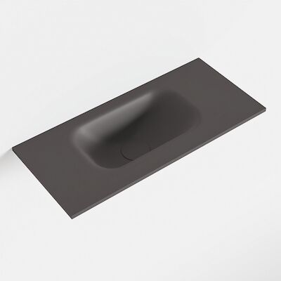 MONDIAZ EDEN Dark_grey solid surface inleg wastafel voor toiletmeubel 50cm. Positie wasbak links