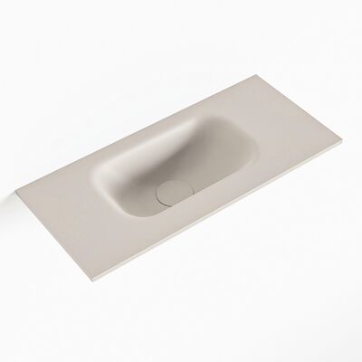 MONDIAZ EDEN Linen solid surface inleg wastafel voor toiletmeubel 50cm. Positie wasbak links