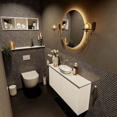 MONDIAZ FOWY toiletmeubel 100cm kleur talc. Waskom positie midden kleur talc | talc. Zonder kraangat