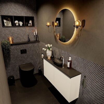 MONDIAZ FOWY toiletmeubel 100cm kleur talc. Waskom positie midden kleur urban | urban. Met 1 kraangat