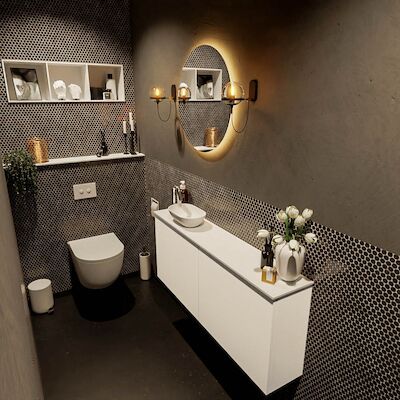 MONDIAZ FOWY toiletmeubel 120cm kleur talc. Waskom positie links kleur talc | talc. Met 1 kraangat